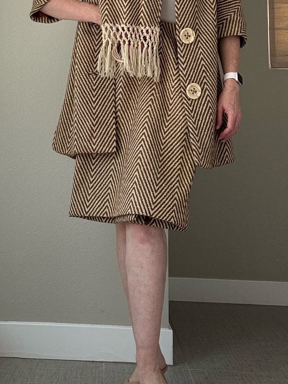 Vintage Mamselle Herringbone Jacket Skirt Scarf Set Vintage 60s 70s